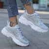 Shine Bright in Style: Women's Sparkly Anti-Skid Sports Shoes with Lace-Up Design for Outdoor Activities