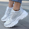 Shine Bright in Style: Women's Sparkly Anti-Skid Sports Shoes with Lace-Up Design for Outdoor Activities