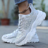 Shine Bright in Style: Women's Sparkly Anti-Skid Sports Shoes with Lace-Up Design for Outdoor Activities