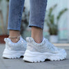 Shine Bright in Style: Women's Sparkly Anti-Skid Sports Shoes with Lace-Up Design for Outdoor Activities