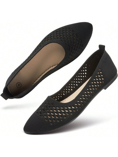 Hash Bubbie: Women's Comfortable Black Pointed Toe Flats - Business Casual Shoes