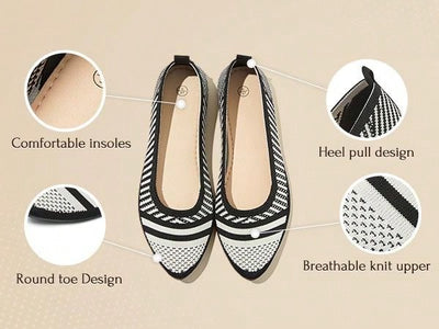 Hash Bubbie: Women's Comfortable Black Pointed Toe Flats - Business Casual Shoes