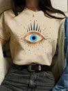 Chic and Stylish: Women's Eyelashes Pattern Printed Short Sleeve T-Shirt
