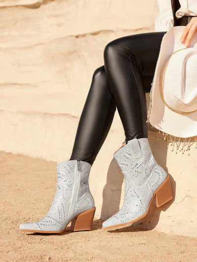 Sparkle and Shine: Rhinestone Cowboy Ankle Boots