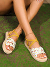 Boho Blooms: Mixed Colored Flowers Slip-On Sandals for Stylish Summer Days