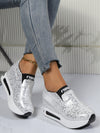 Step Up Your Style: Women's Platform Wedge Sneakers with Hidden Heel - Perfect for Casual Wear