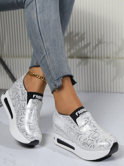 Step Up Your Style: Women's Platform Wedge Sneakers with Hidden Heel - Perfect for Casual Wear