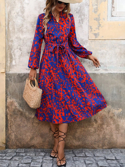 Chic and Stylish: Women's Lantern Sleeve Printed Shift Dress