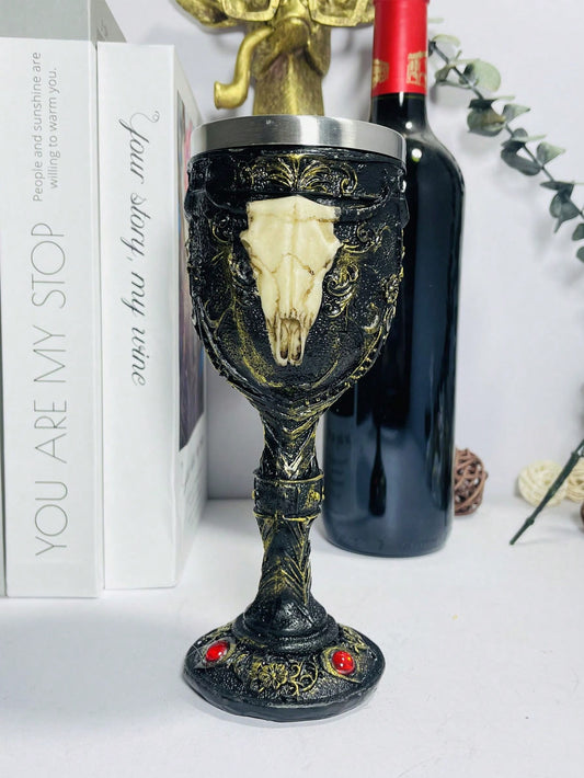 Add a touch of Gothic elegance to your barware with our Red Gemstone Wine Glass. Made with high-quality stainless steel and adorned with a sheep skull resin, this unique <a href="https://canaryhouze.com/collections/tumblers" target="_blank" rel="noopener">wine glass</a> is perfect for showcasing your individual style. Elevate your drinking experience and impress your guests with this stunning bar decoration.