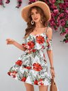 Tropical Bliss: Off-Shoulder Spaghetti Strap Dress for Summer Vacation and Beach Date Nights