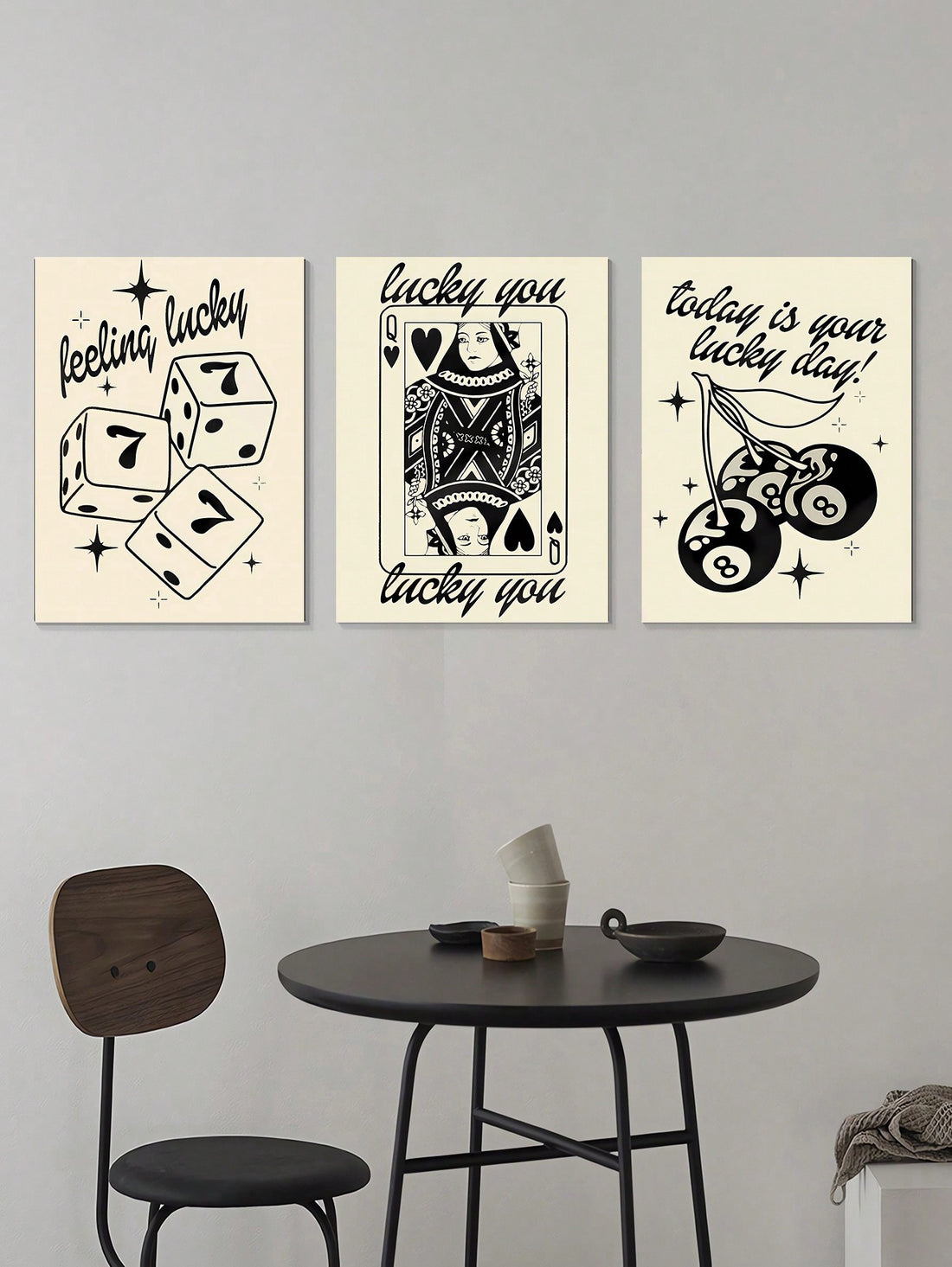 Expertly curated, this whimsical wall <a href="https://canaryhouze.com/collections/printable-art" target="_blank" rel="noopener">decor</a> trio includes a Lucky Queen print, Magic 8 Ball print, and Cherry Posters print. Perfect for adding a touch of fun to any room, these prints are sure to enchant and delight. Made with high-quality materials, they are the perfect addition to any art coc