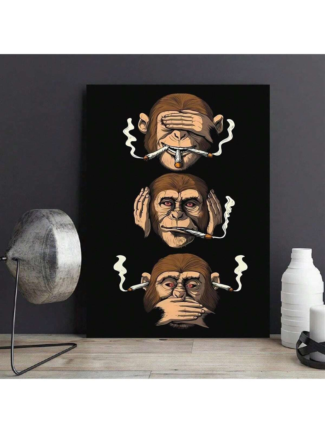 Introduce a touch of modern art into your home decor with the Three Wise Monkeys <a href="https://canaryhouze.com/collections/printable-art" target="_blank" rel="noopener">Canvas Poster</a>. Featuring a contemporary design, this poster will add a stylish and unique element to any room. Made with high-quality materials, it will adorn your walls for years to come.