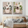Beautifully Bold: African American Women Pink and Grey Abstract Canvas Set for Chic Wall Decor