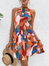 Summer Dream: Full Printed Halter Pleated Dress