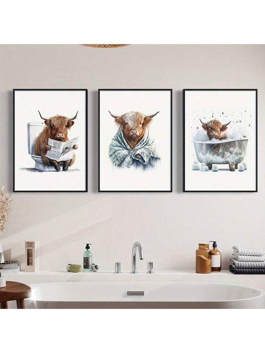 Elevate your bathroom decor with our Hilarious Highland Cow Bathroom Wall Art Set. This farmhouse-inspired set features adorable cow prints that will add a touch of humor and charm to any bathroom. Made with top-quality materials, these wall art pieces are the perfect addition to your farmhouse aesthetic.