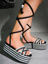 Cape Robbin Sandralyn Strappy Rope Square Toe Platform