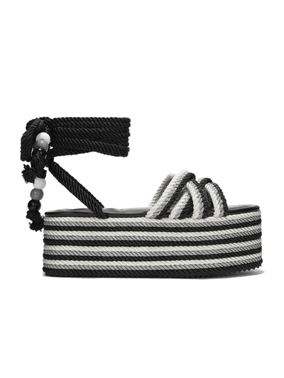 Cape Robbin Sandralyn Strappy Rope Square Toe Platform