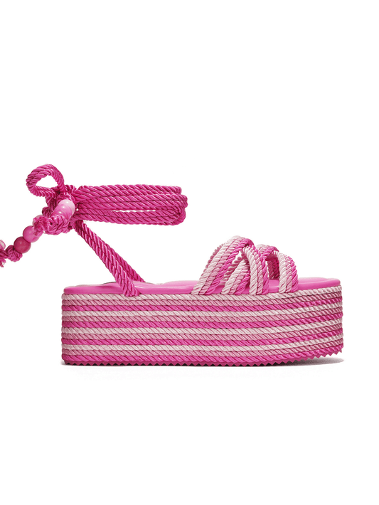 Cape Robbin Sandralyn Strappy Rope Square Toe Platform