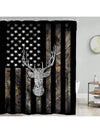 American Flag Deer Head Shower Curtain Set with Bathroom Accessories