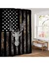 American Flag Deer Head Shower Curtain Set with Bathroom Accessories