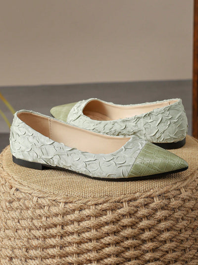 Versatile Green Loafers: Women's Pointed Toe Flat Shoes for Outdoor Activities in Autumn