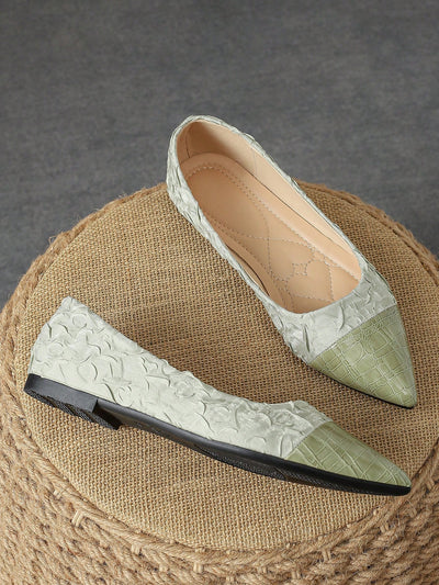 Versatile Green Loafers: Women's Pointed Toe Flat Shoes for Outdoor Activities in Autumn