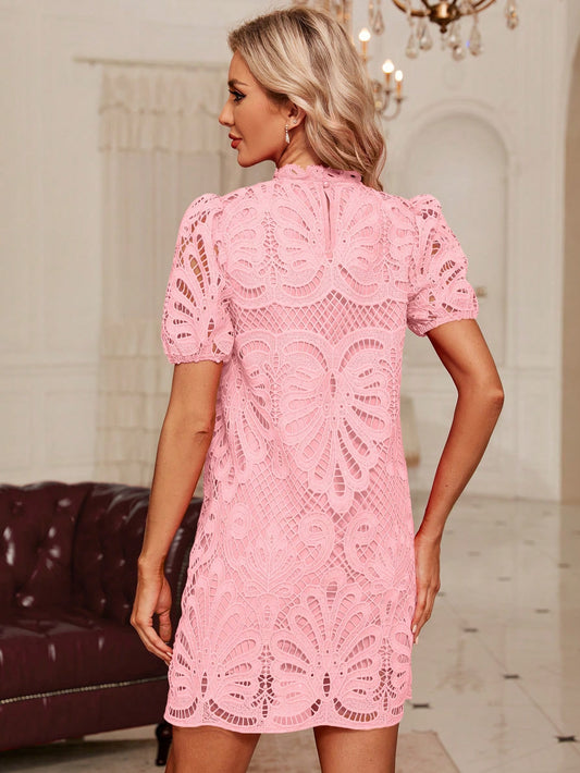 Pink Perfection: Classic Lace Dress for Women