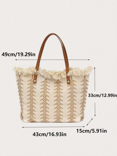 Summer Chic: Fringed Large Capacity Tote Bag for Effortless Style at the Beach
