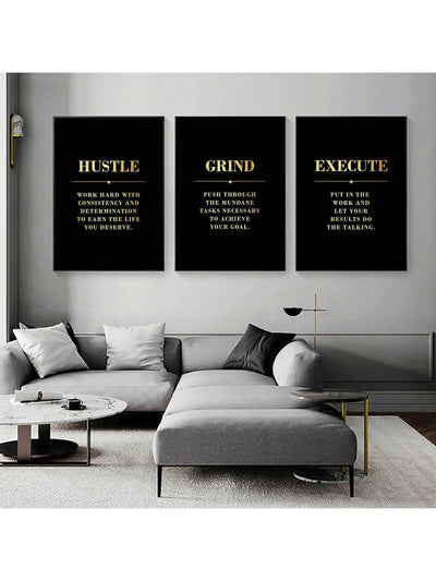 Elevate your home or office decor with our Black and Gold Motivational Poster Set. Featuring modern art designs, these posters add a touch of sophistication and inspiration to any space. Made with high-quality materials, these posters are the perfect addition to your interior design.