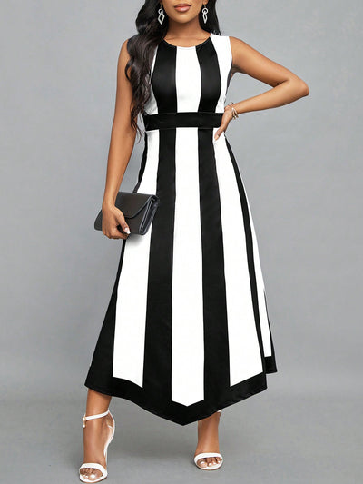 Women's Striped Color-Blocking Dress: Get Noticed in Style