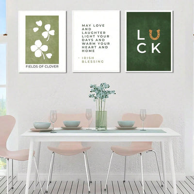 Lucky Clover Art Posters: Set of 3 Inspirational Quotes for Every Room!