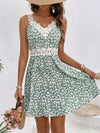 Frenchy Floral Charm: Sleeveless Lace Splice Dress