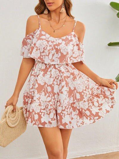 Tropical Bliss: Off-Shoulder Spaghetti Strap Dress for Summer Vacation and Beach Date Nights