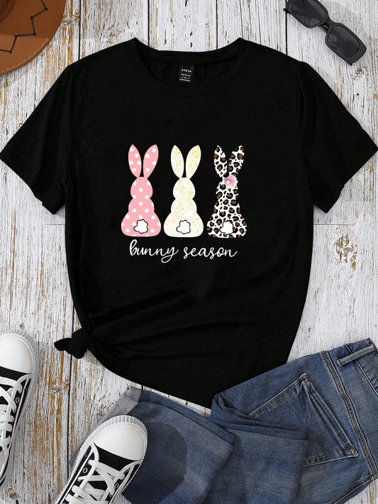 Easter Bunny Bliss: Women's Printed Short Sleeve T-Shirt