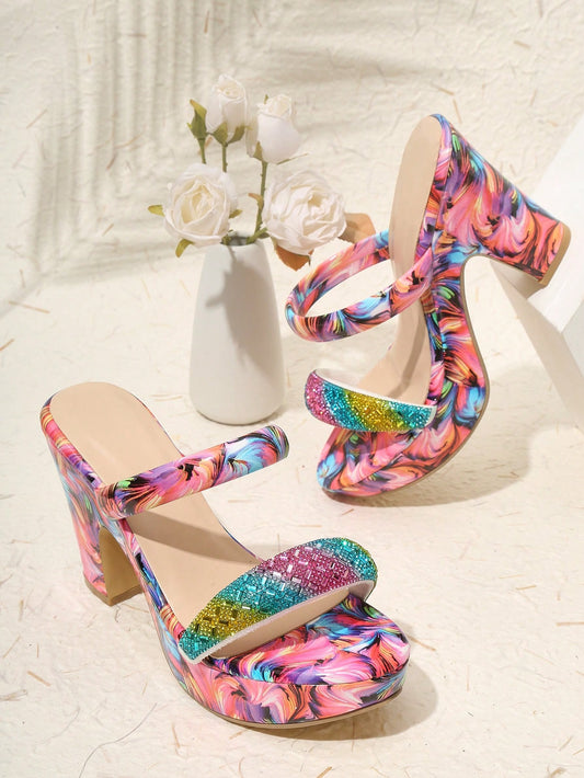 Party Perfect: Rhinestone Strappy Women's Sandals for a Colorful Twist