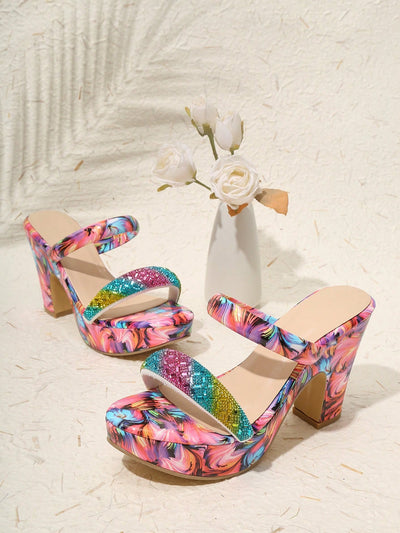 Party Perfect: Rhinestone Strappy Women's Sandals for a Colorful Twist