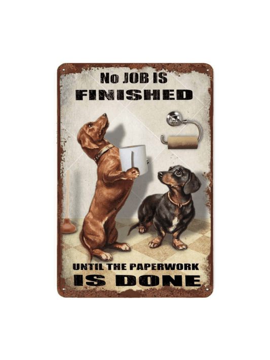 This Vintage Dachshund Bathroom Metal Tin Sign effortlessly adds charm and character to any bathroom <a href="https://canaryhouze.com/collections/metal-arts" target="_blank" rel="noopener">decor</a>. Crafted from durable metal, this sign features a vintage dachshund design that brings a touch of nostalgia to your space. Elevate your bathroom design with this unique and eye-catching piece.