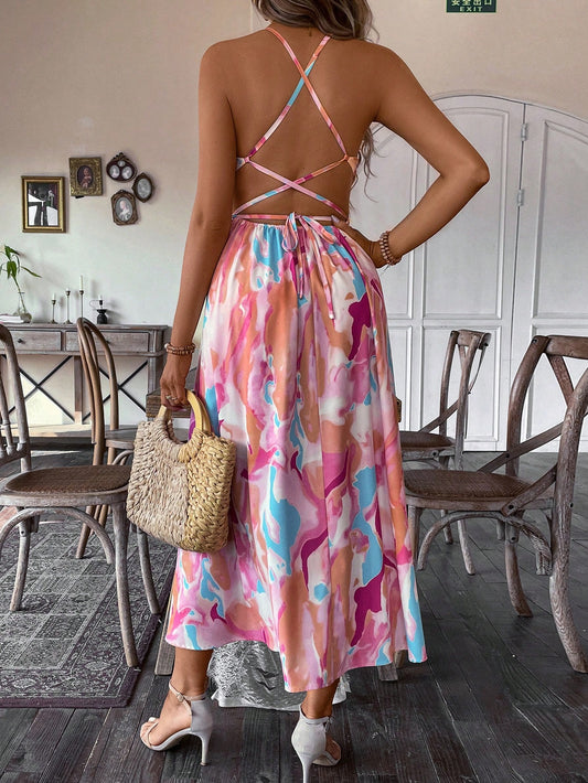 Summer Solstice Tie-Dye Cutout Cami Dress