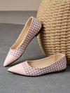 Commuter Chic: Women's Elegant Pointed Toe Flat Shoes in Patchwork Design - Autumn Pink