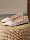 Commuter Chic: Women's Elegant Pointed Toe Flat Shoes in Patchwork Design - Autumn Pink