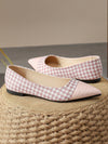 Commuter Chic: Women's Elegant Pointed Toe Flat Shoes in Patchwork Design - Autumn Pink