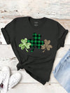 Clover Comfort: Plus Size Lucky Clover Letter Printed T-Shirt