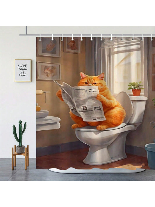 Transform your bathroom into a whimsical oasis with our waterproof <a href="https://canaryhouze.com/collections/shower-curtain" target="_blank" rel="noopener">shower curtain</a> featuring a playful orange cat. This purrfect addition to any room decor is not only stylish, but also functional - keeping your bathroom clean and dry while adding a touch of personality to your space.