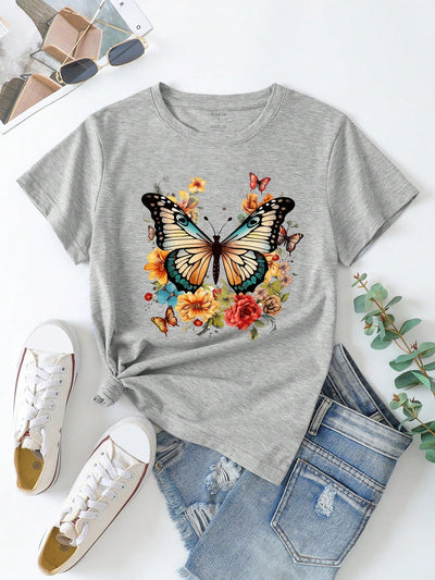 Fluttering Beauty: Women's Butterfly Printed T-shirt