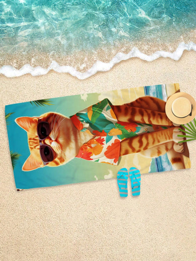 Superfine Animal Cat Pattern Beach Towel: Quick Drying Towel for Swimming, Bath, and Travel