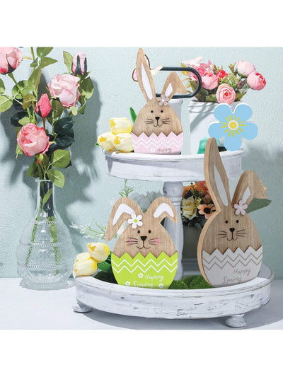 3-Piece Easter Bunny Wooden Sign Set: Charming Farmhouse Decor for Your Easter Party and Home