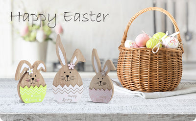 3-Piece Easter Bunny Wooden Sign Set: Charming Farmhouse Decor for Your Easter Party and Home