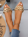 Stylish and Comfortable Women's Gold Outdoor Metal Flat Sandals: Perfect for Casual or Holiday Wear