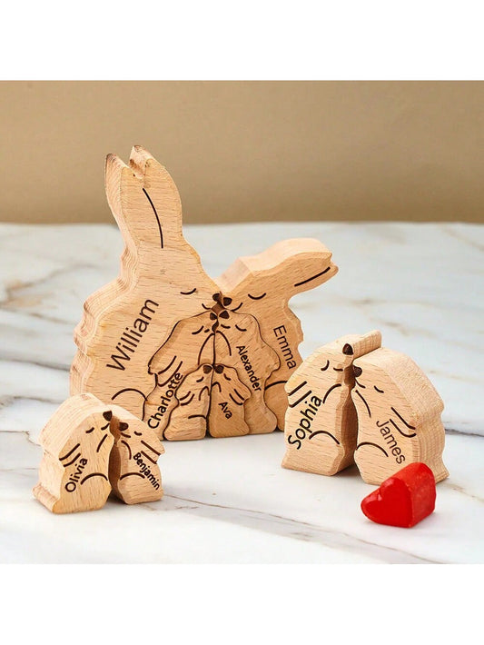 Introducing our Personalized Wooden Rabbit Family Puzzle, the perfect gift for housewarmings and celebrations. Crafted from quality wood, this unique puzzle allows you to personalize your own adorable rabbit family while adding a touch of charm to any home decor. Give a gift that is both thoughtful and entertaining.