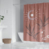 Polyester Pink Star, Moon, Flower, and Grass Pattern Shower Curtain: Waterproof and Fresh Bathroom Decor with Liner - 180x180cm